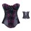 embroide flowery satin black corset m1973