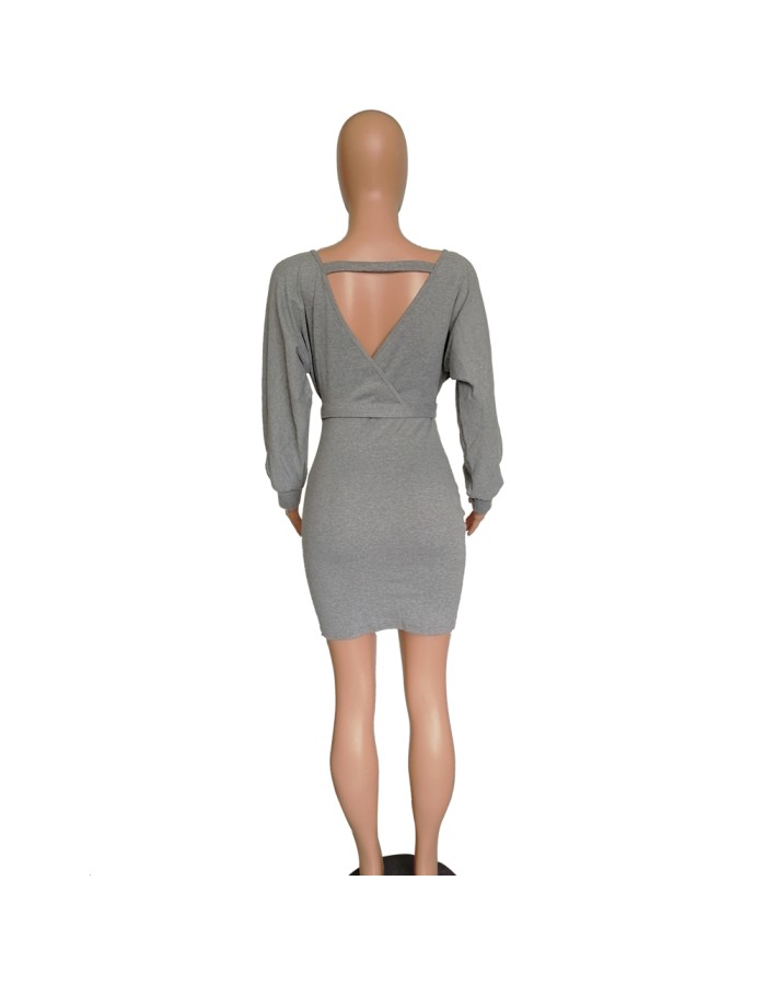 Autumn Winter Off Shoulder Knitted Sweater Dress M8273