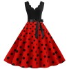 Burnt Polka Print Dot Office Wear Sleeveless V-neck White Dress JY14721