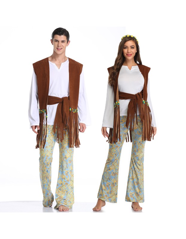 Indian Adult Couple Costume Tribe Princess Hip Hop Fringe Cosplay SM3348