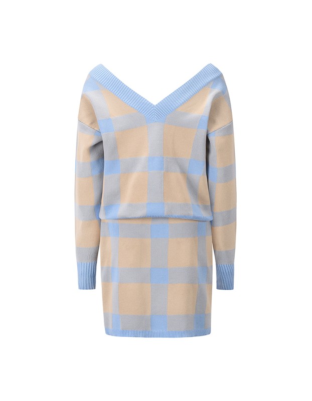 Sexy Sweater Long Sleeve Sweater Knitting Short Two Piece Skirt Set LQ164