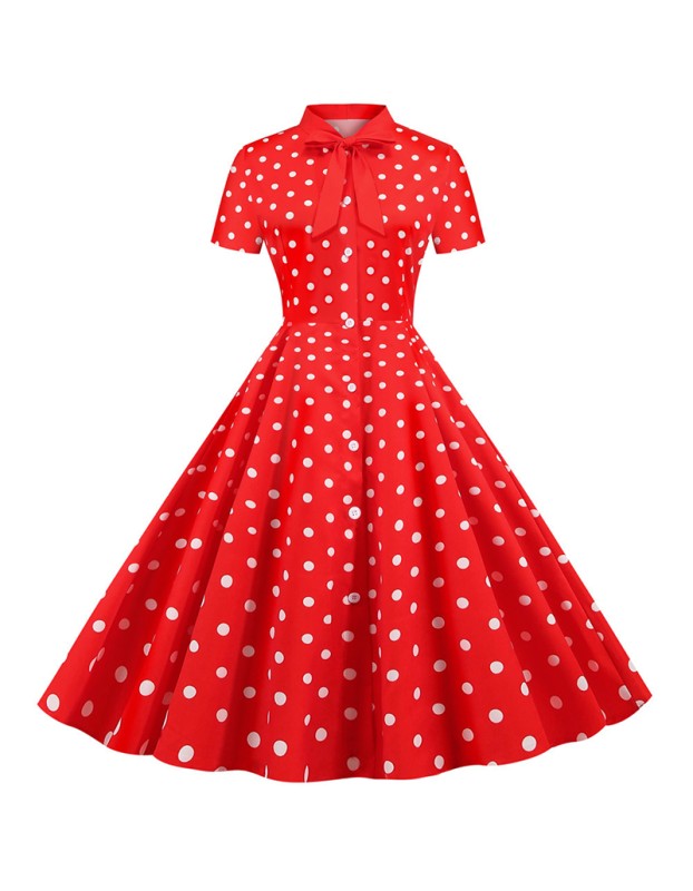 Spot Goods Bow Print Party Slim Striped Casual Summer Midi Dresses JY14771