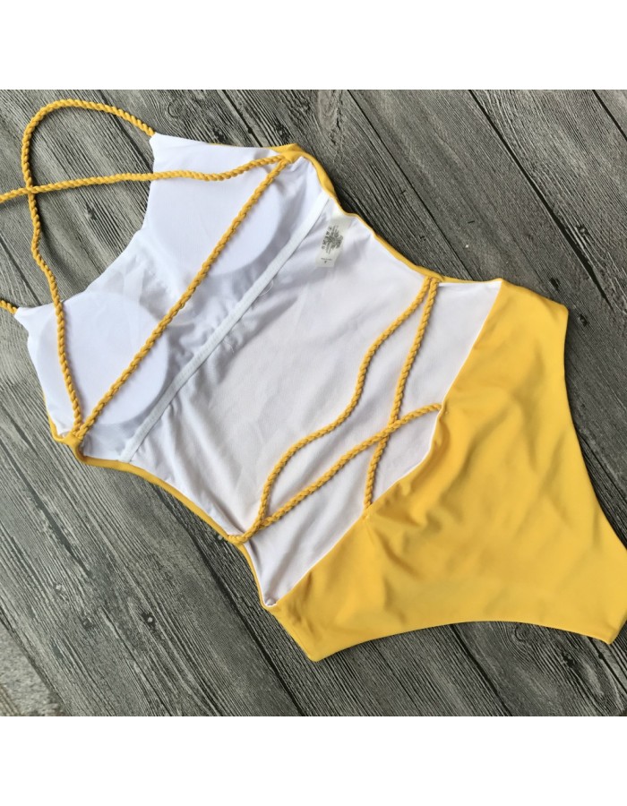 Sexy Solid Bandage One Piece Monokini Swimsuit m18031