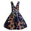 V Neck Print Backless Sexy Short Dress M30341