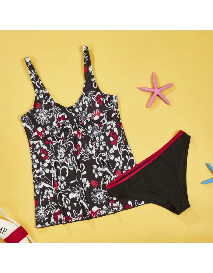 High Waist Two Pieces Tankini Swimwear Bikinis M18032