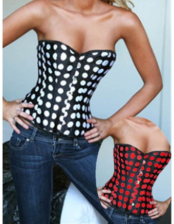 sexy dot satin bustier set M1623