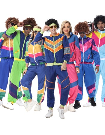 Halloween Couple Set Retro Costume 70's Disco Hippie Dance Cosplay Disco MS5580-5587