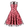 Women Gauze Embroidery Waist Sleeveless Lolita Court Swing Midlength Dress 5122
