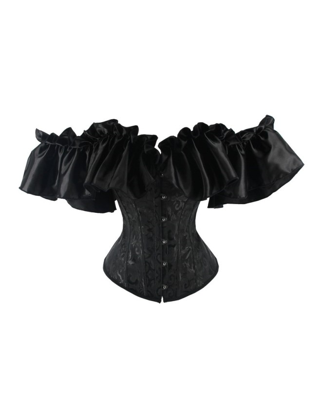 Sexy Off Shoulder Ruffles Sleeves Overbust Corset Top WK2276