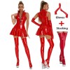Glossy Patent One Piece Leather Dress Mirror Sheath Leather Dress XX6864