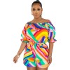 High Quality Women's Colorful Printed One Shoulder Loose Jumpsuit 9415