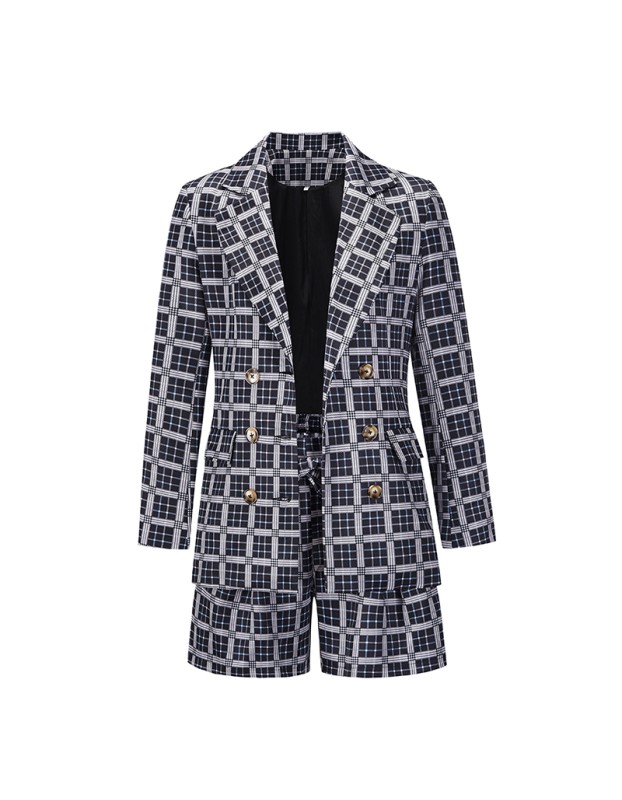 2 Piece Set Short Pants Suit Set Slim Fit Business Women Blazer LQ160