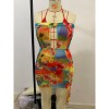 Flounces Swimsuit V  Neck Floral Print Sexy High Waist Womens Bikini 678