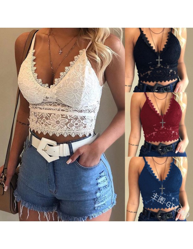 Lady Sexy Lingerie Lace Strap Crop Tops m8372