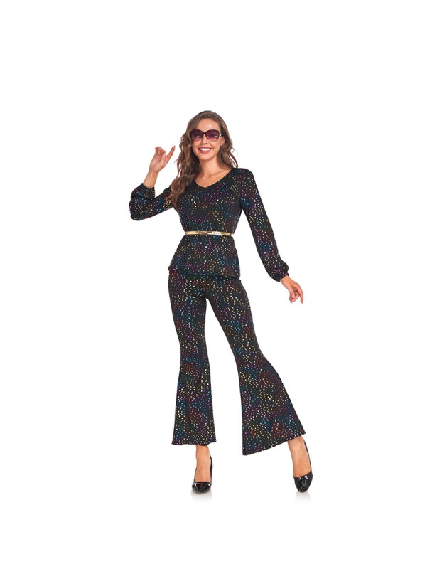 Halloween Costume Lady Retro 70s Disco Hippie Singer Stage Costume SM3022