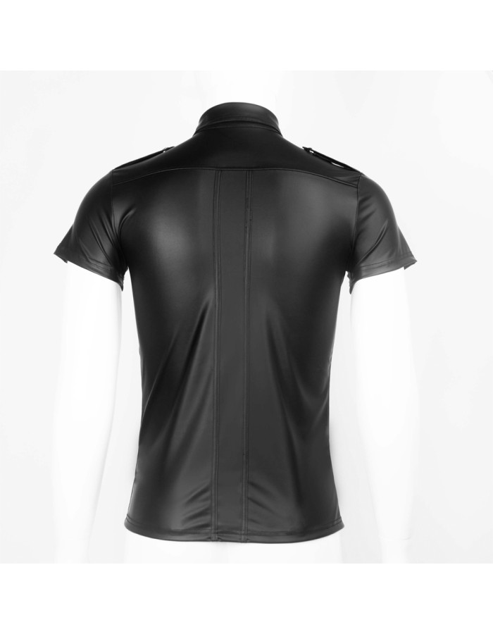 Sexy Mens Soft Faux Leather Shirt Tops Costume N974