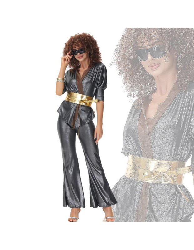 Women Retro 70s Hippie Disco Dance Club Halloween Costume MS4995