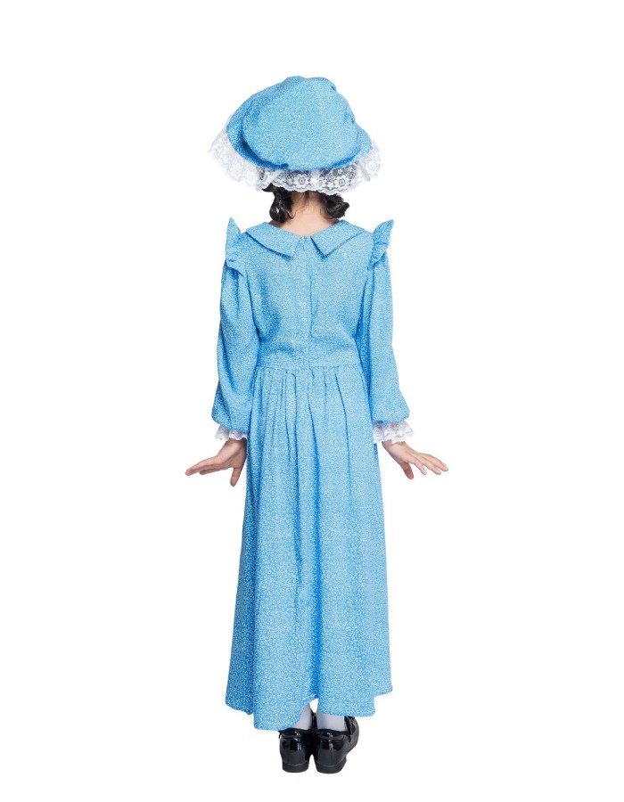 British colonial farm dress girls costume children blue dot dress cosplayM40648