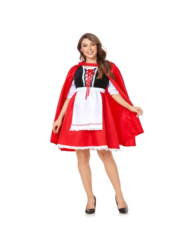 Halloween Little Red Riding Hood Cosplay Red Maid Fairy Tale Adult Costume SM20283