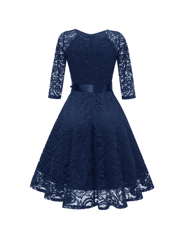 Ladies Casual Long-Sleeve Wedding Guest V-Collar Lace Girl Dress CD1592-1