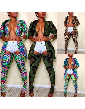 Sexy camo leopard print two piece set M6006