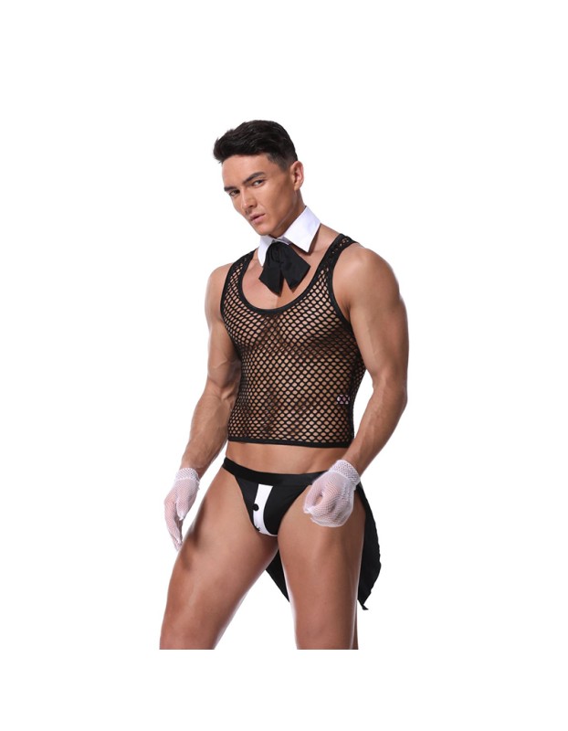 Uniform Tuxedo Sexy Lingerie Set Mesh Men Underwear M20190