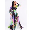 Summer Women Floral Print Casual Chiffon Maxi Dress M8266