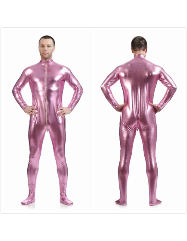 Mens Sexy Leather Metallic Zentai Suit M7328