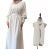 Muslim Elegant And Soft Chiffon Long Dress Waistband Double Layer Dress 21458