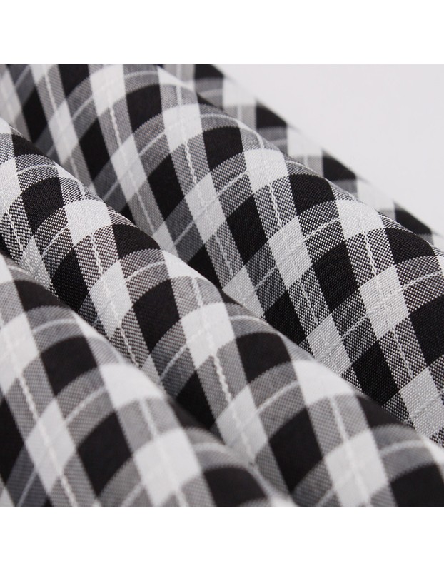 Women Retro Dress Black And White Check Belt Slimming Casual Dress 5039