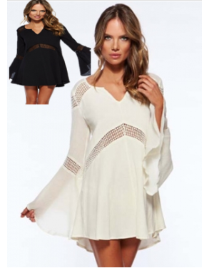 Bell Sleeves Hollow-out White Beach Tunic M5322