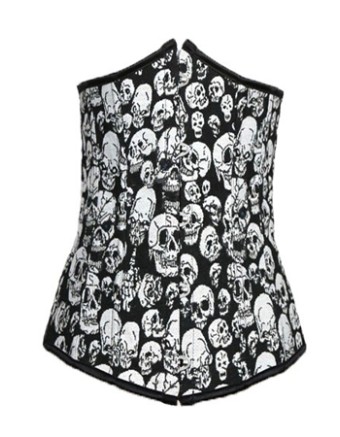 clasps front black skull corset m1971