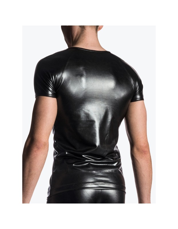 Men Sexy Club Leather T-shirt Tights Zipper Open Crotch Pant N806