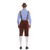 German Traditional Oktoberfest Plaid Shirt Men Beer Suspender Suit Costume YM3645