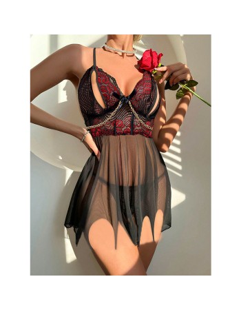 New Lace Sleepwear Sexy Women's Camisole Mesh Nightdress Sex Suit YSF2063