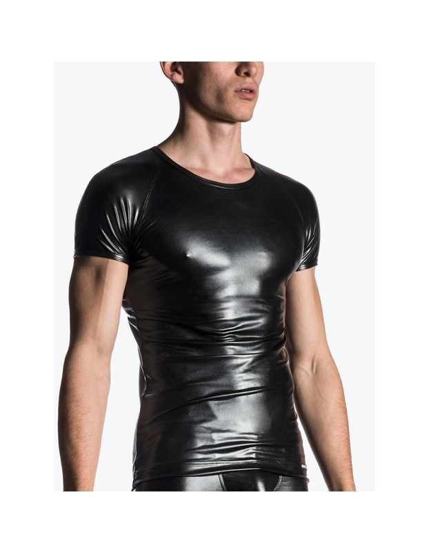 Men Sexy Club Leather T-shirt Tights Zipper Open Crotch Pant N806