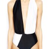 One piece black and white swimsuit M5364