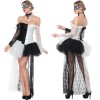 Black White Patchwork Corset With Mini Skirt M1419