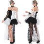 Black White Patchwork Corset With Mini Skirt M1419