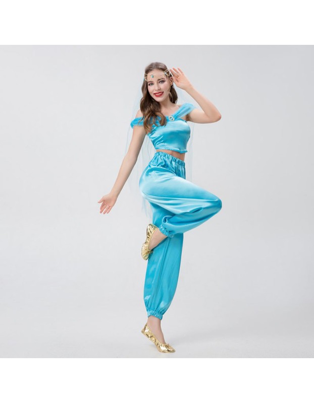 Halloween Costume Aladdin Magic Lamp Princess Jasmine Dress Cosplay Animation YM0914