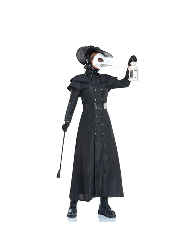 Halloween Adult Steampunk Style Plague Doctor Costume Bird Beak Mask Suit SM2011