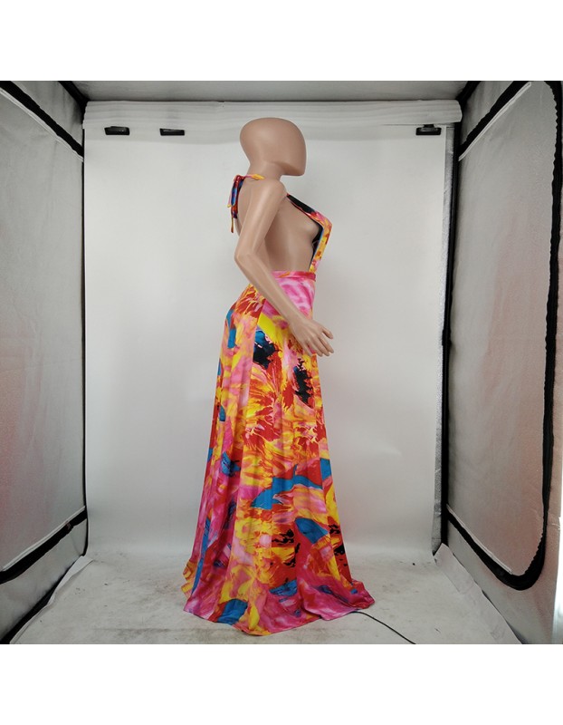 women beach dresses sexy printing maxi dress M8595