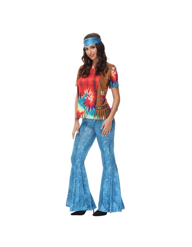 Halloween Costumes 70s Retro Disco Hippie Stage Cosplay Hiphop Costume MS1772