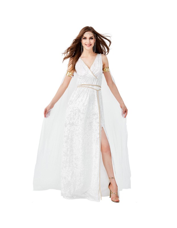 Medieval Egyptian Queen Cleopatra Cosplay White Sexy Halloween Costumes M40765