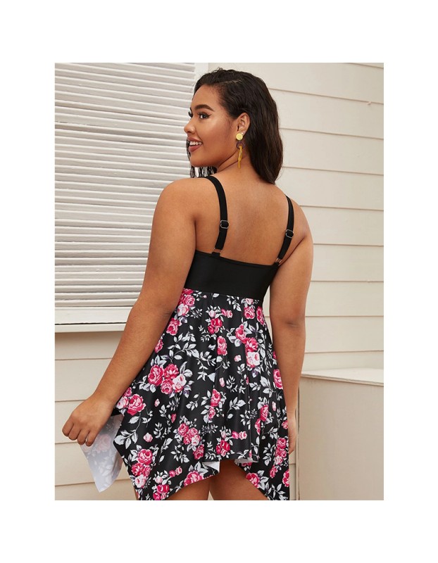 Butterfly Flower Ladies Hollowed Out Bikini Three Piece Plus Size Swimsuit 20152