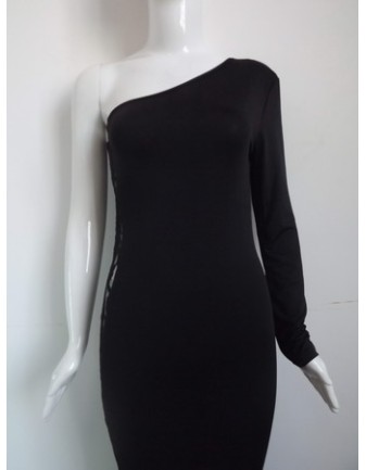 Black One Shoulder Design Evening Dress M2302