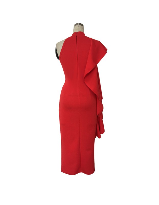 Sleeveless Turtleneck Lady Elegant Dinner Evening Maxi Dress M18091