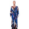 Fashion Sexy V-neck Long Sleeved Printed Wide Leg Jumpsuit For Women YM8631