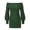 Sexy Bag Hip Black Strapless Lantern Long Sleeve Mini Ribbed Dress LQ171