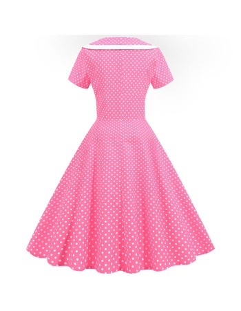 Polka Dots V Neck Women Casual Royal Blue Prom Spring Dresses JY15122